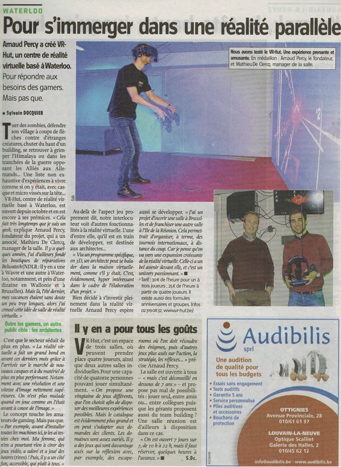 Extrait de l'article de L'Avenir consacré à VR-Hut